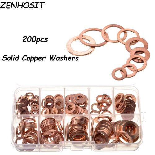 ZENHOSIT 200PCS Copper Washer Gasket Set M5/M6/M8/M10/M12/M1