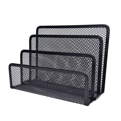Peerless Black Metal Mesh Bookend Anti-skid Shelf Book Case