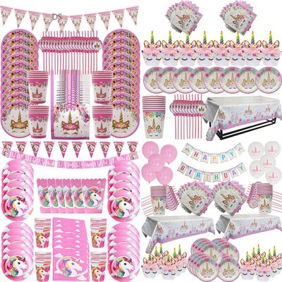 nicorn Decoration Paper Tableware Set Birthday Party Decora
