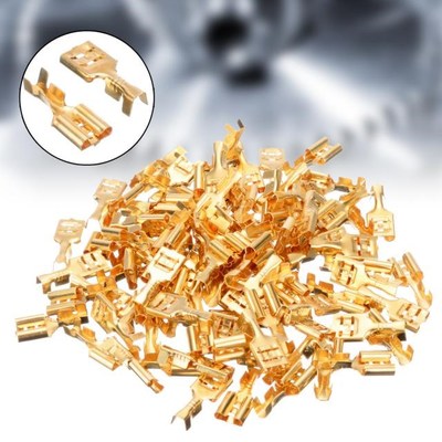 100pcs Brass Crimp Terminal Cable Lugs Cable Plug 6.3mm Unin