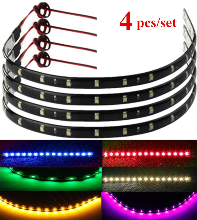 4x 30cm 15-LED Car Trucks Motor Grill Flexible 6 colors Wate