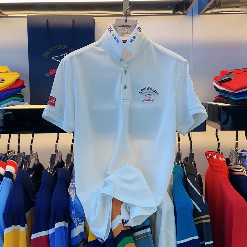 勇士鲨鱼男polo衫高端男装限量夏薄短袖撞色纯棉质茱蒂丝光棉T恤