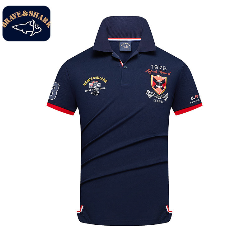 BRAVE&SHARK高端刺绣polo衫男士短袖t恤2025新款痞帅风商务休闲T