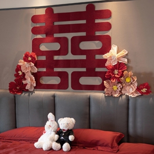 仿真纸花婚礼布置订婚婚房褶皱花装饰新房结婚床头墙面假花背景墙
