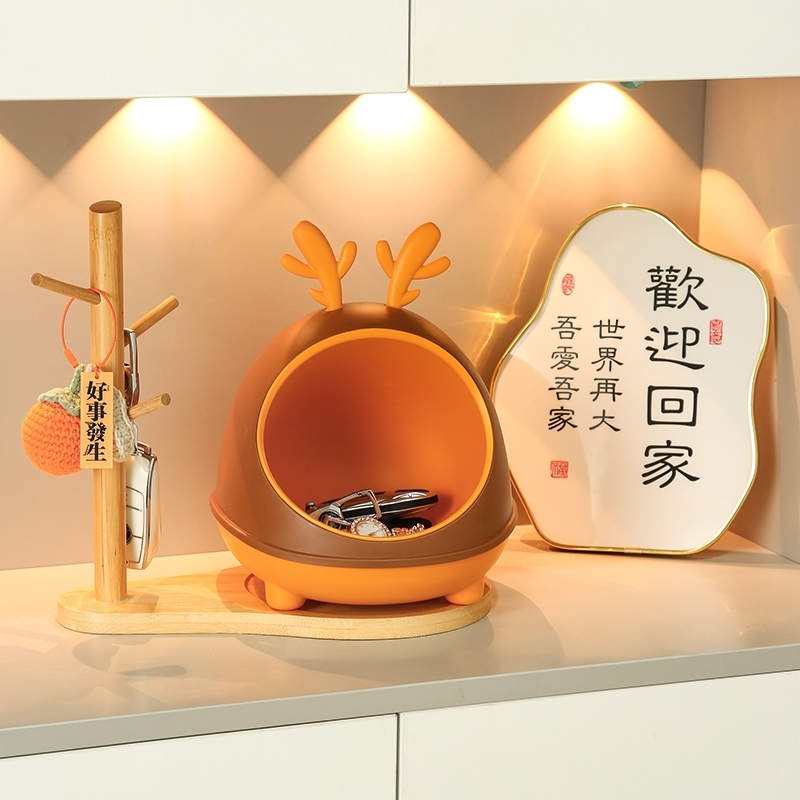 小鹿入户玄关收纳神器放钥匙摆件进门鞋柜门口家居装饰品乔迁礼物