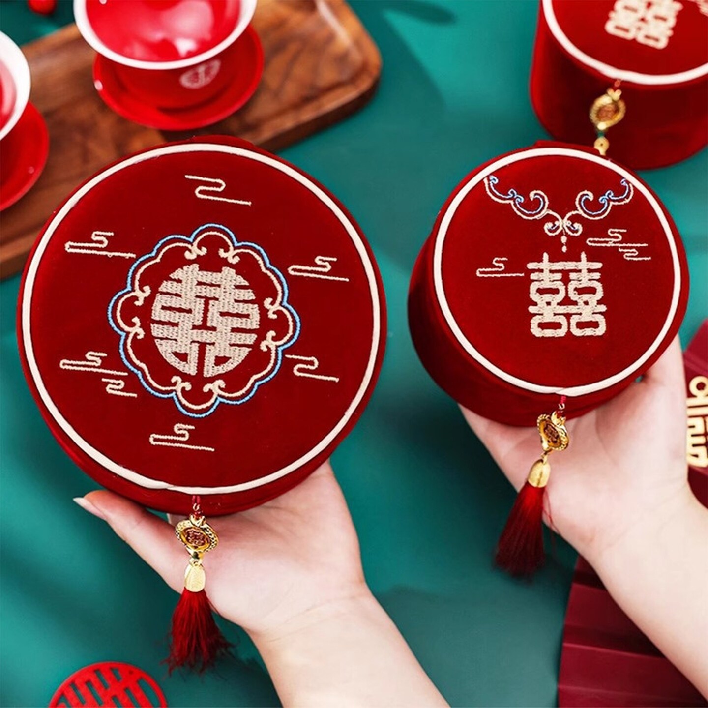 新娘红色针线盒结婚嫁妆女方陪嫁物品家用高质量针线收纳婚庆大号