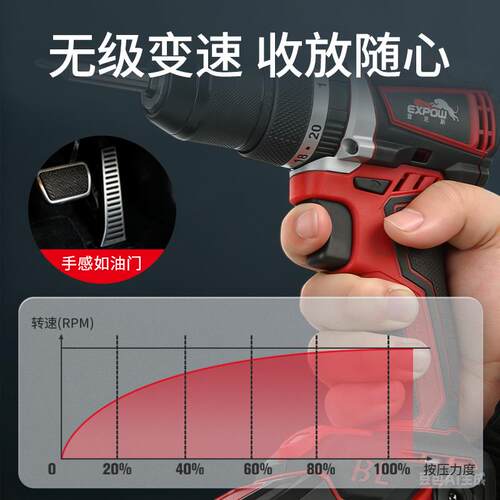 新款expow壹克斯20V锂电无刷双速冲击钻充电手电钻电动螺丝批包邮