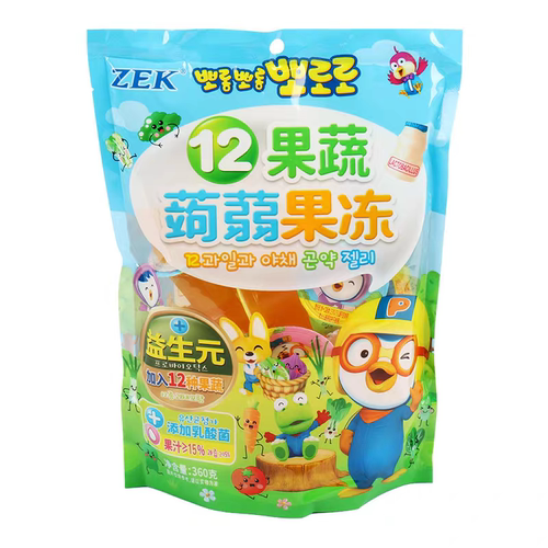 ZEK12种果蔬益生菌蒟蒻果冻360g独立分享装儿童零食啵乐乐联名装