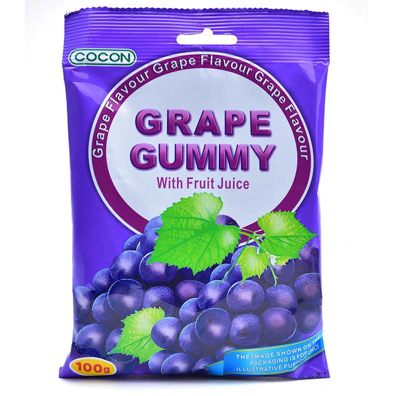 临期特价马来西亚进口可康COCON葡萄味软糖100克休闲零食糖果