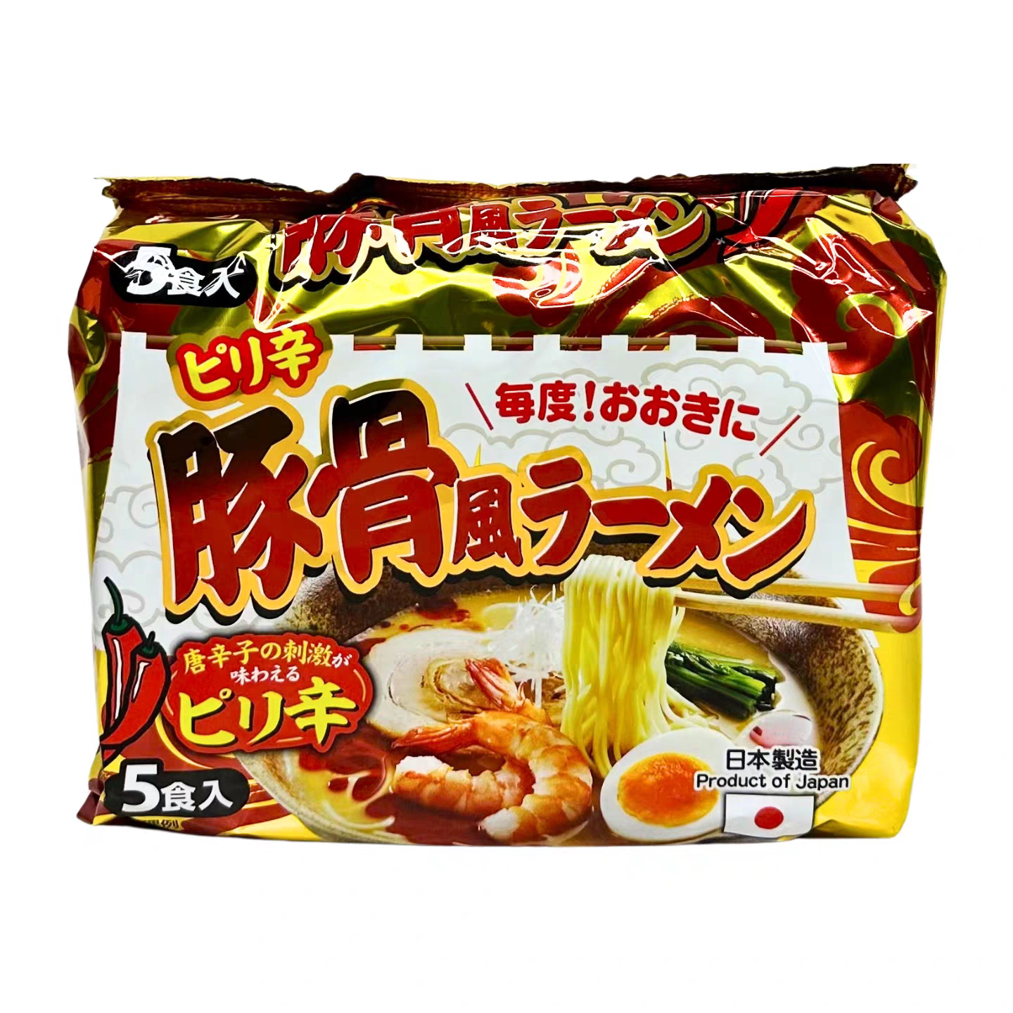 临期 日本进口辛辣猪骨风味拉面470g（94gx5包）方便速食煮面夜宵