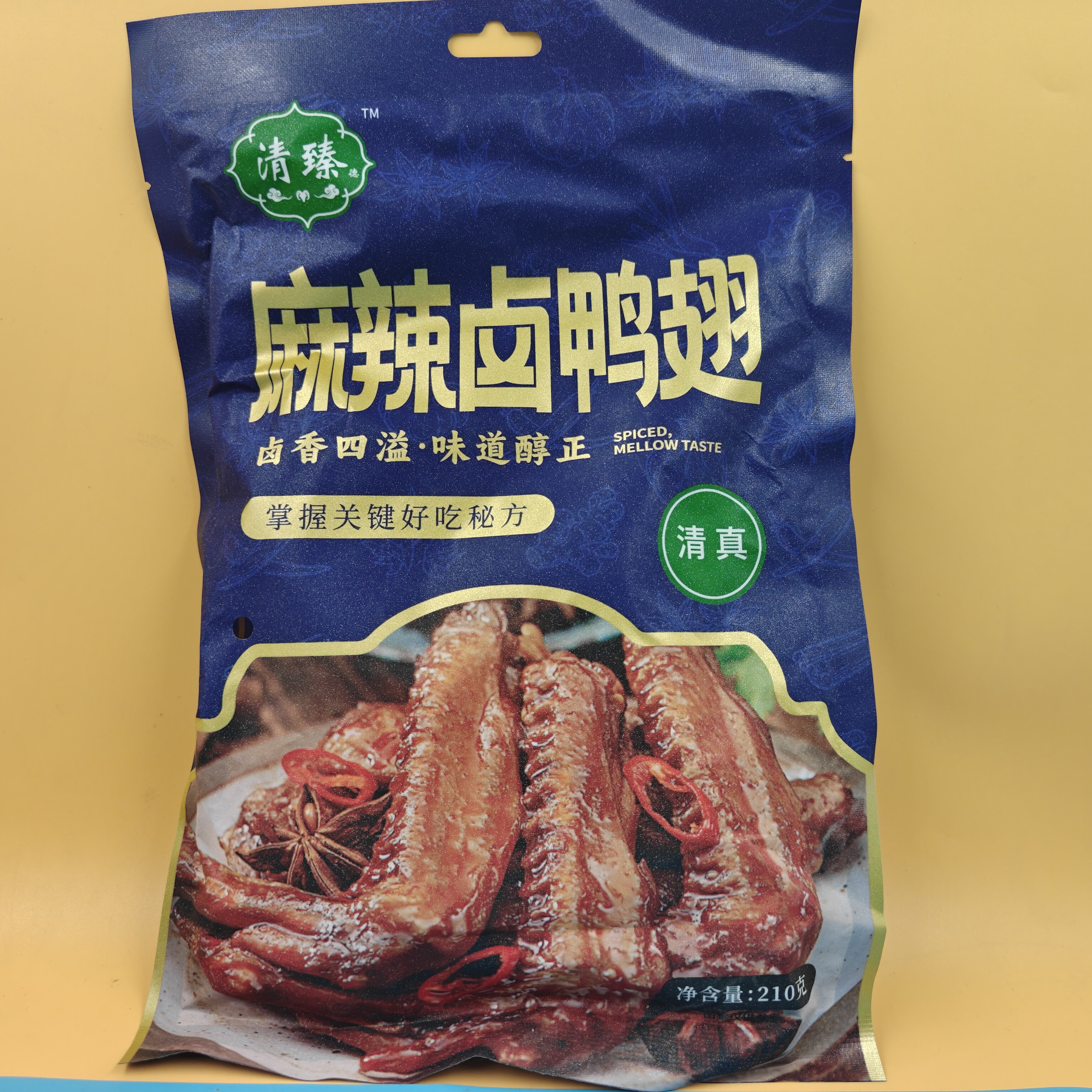 临期特价清臻麻辣卤鸭翅210g香辣味休闲零食小吃鸭肉制品