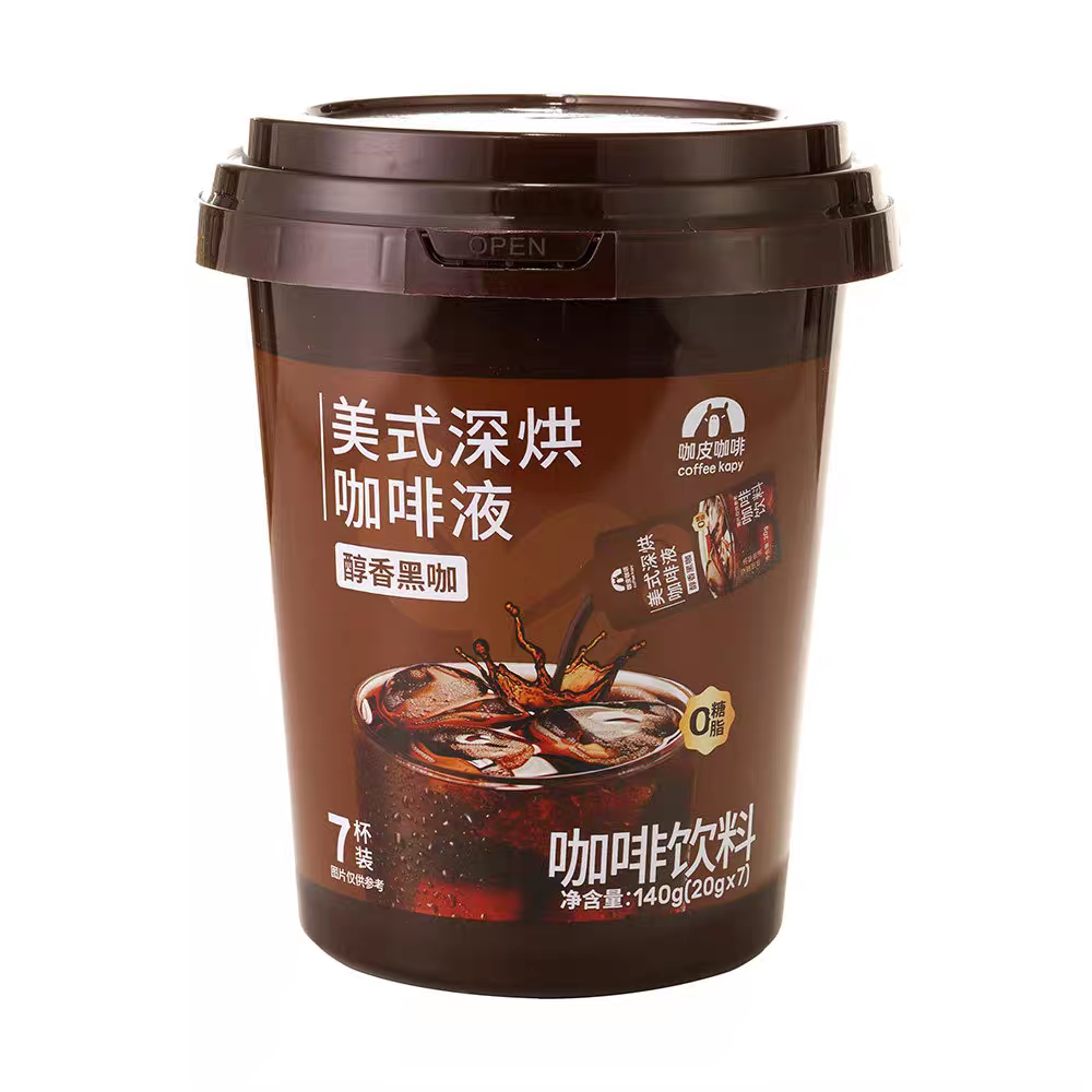 临期 咖皮咖啡浓缩咖啡液无糖黑咖啡深烘拿铁20g×7杯0糖0脂速溶