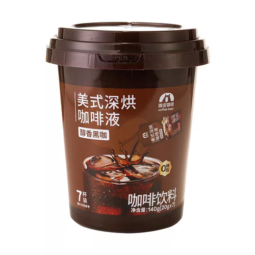 临期 咖皮咖啡浓缩咖啡液无糖黑咖啡深烘拿铁20g×7杯0糖0脂速溶