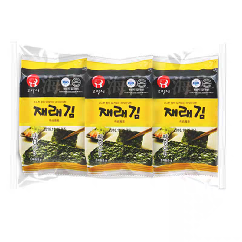 临期高邦喜海苔韩国5g*3包海苔脆即食儿童宝宝零食紫菜包饭零食