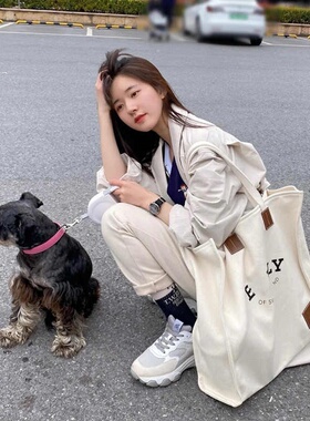 意大利BV赵思露同款大容量包包帆布包小众手提购物袋单肩托特包女