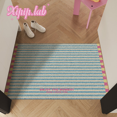 xipiplab韩系条纹入户门垫多巴胺家用丝圈进门蹭脚除尘地垫玄关垫