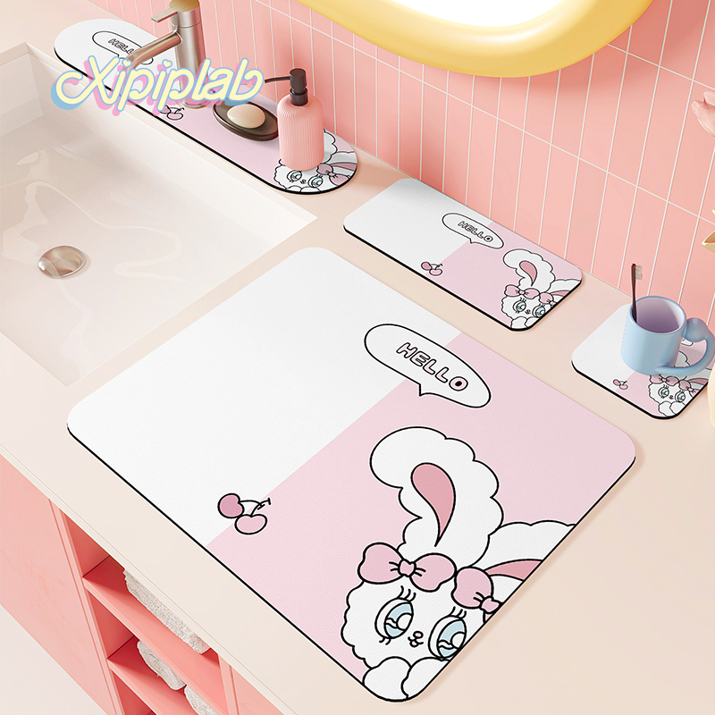 xipiplab韩系可爱家用厨房厕所洗漱台沥水垫皮革吸水杯垫水龙头垫
