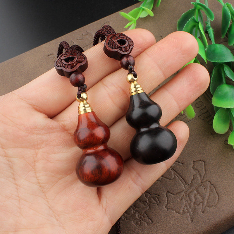 空心黑檀木葫芦吊坠可打开瓶子嘎乌盒民族风长款毛衣链紫檀木项链