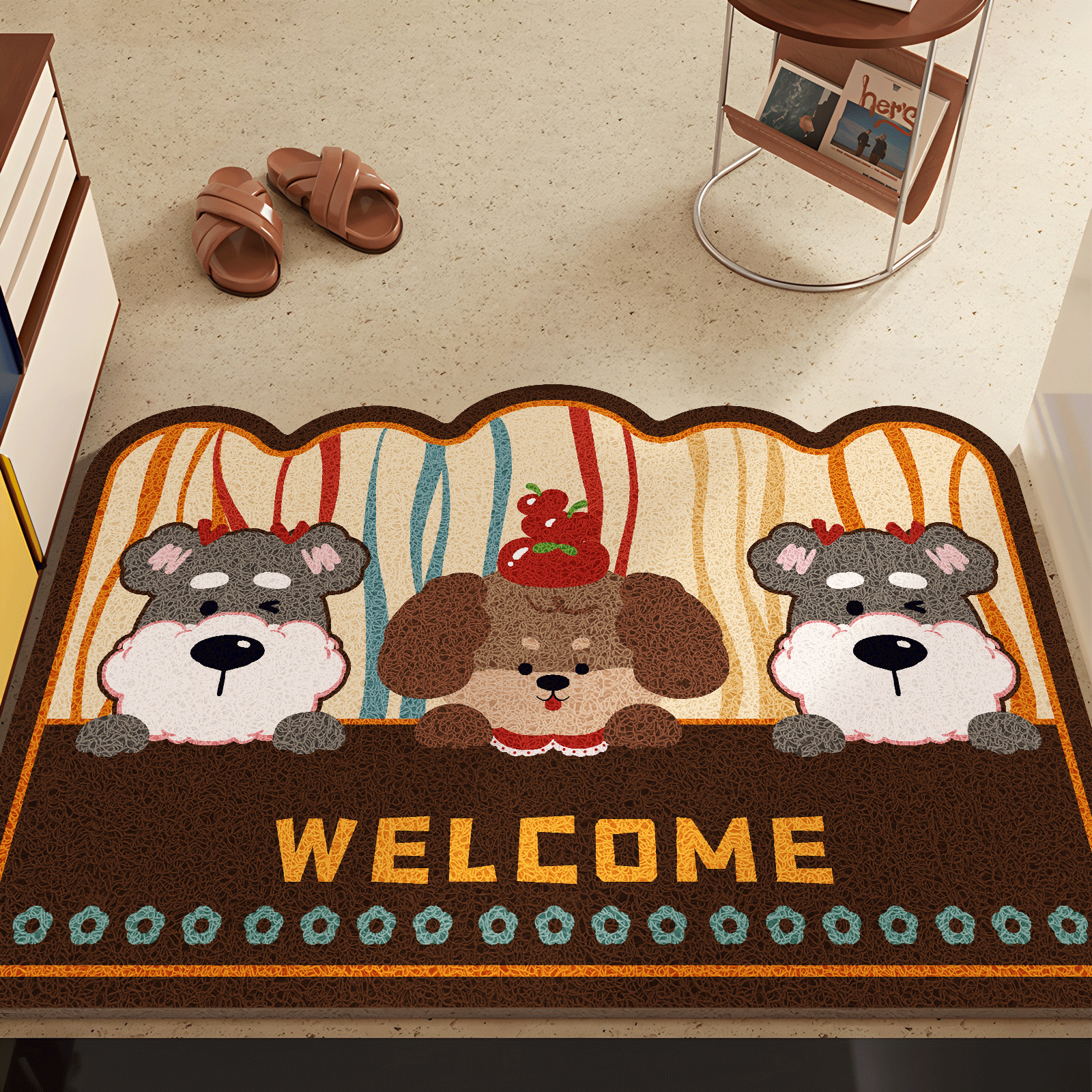 欢迎回家门口地垫入户门垫卡通家用客厅入门改造垫子脚垫门外地毯