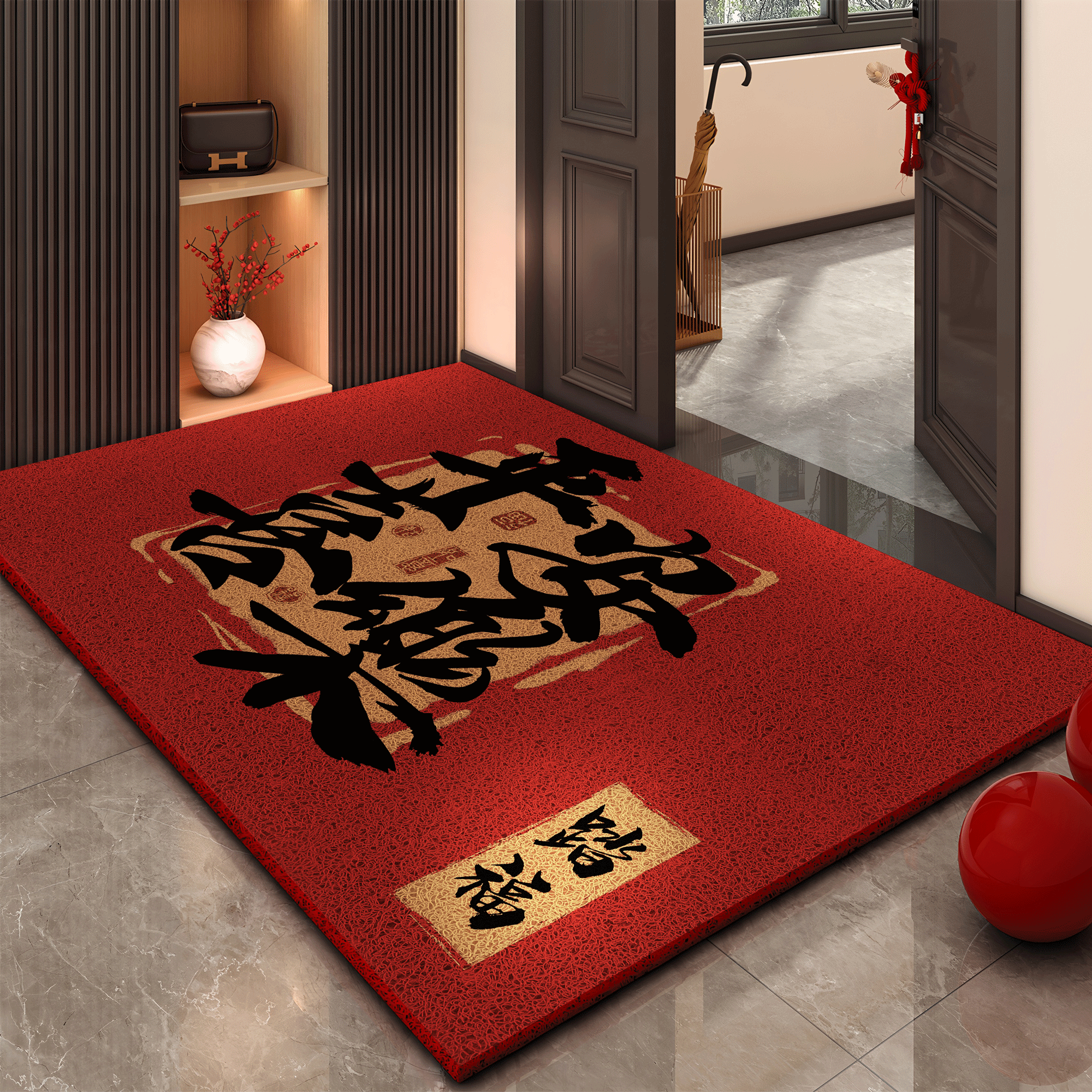 丝圈地垫入户门垫进门红色门口脚垫门外蹭脚垫防滑耐脏可裁剪垫子