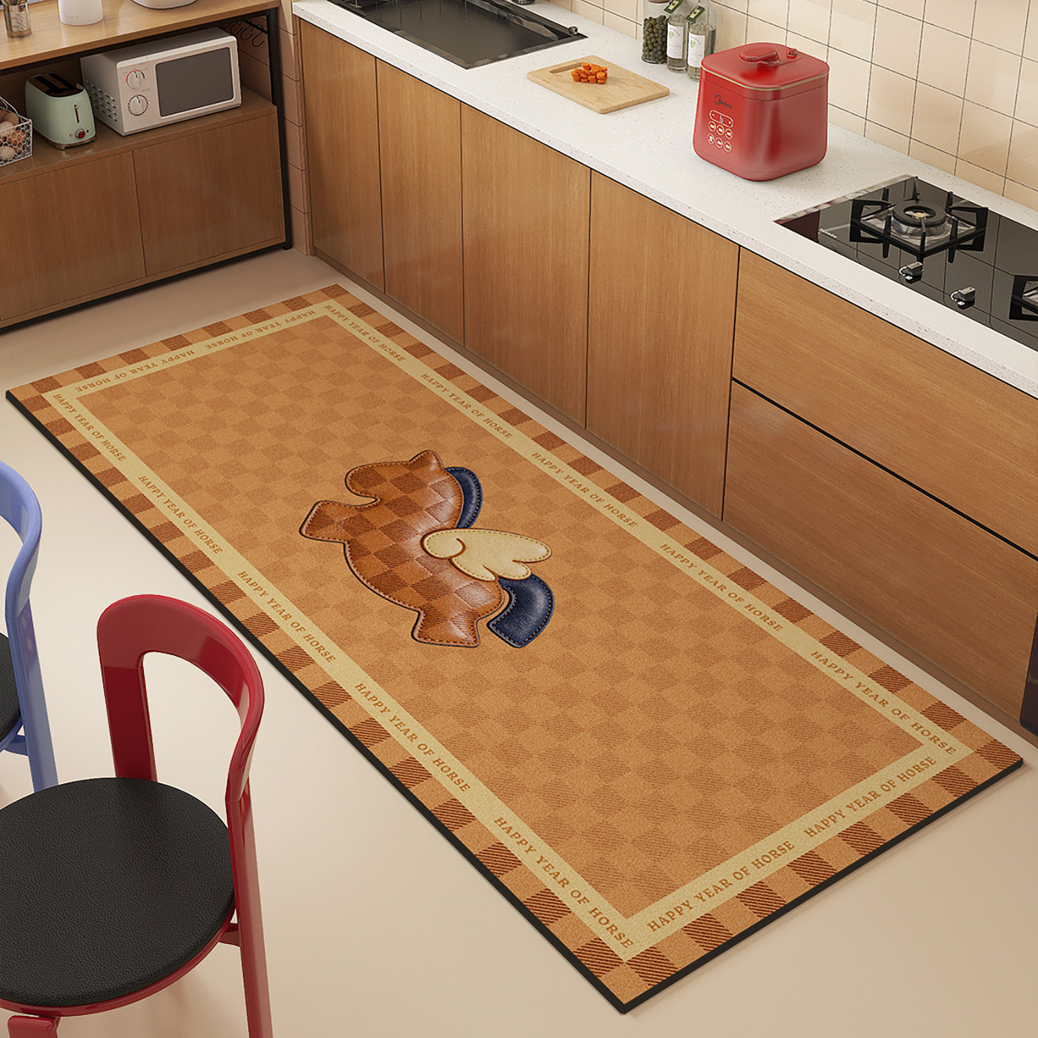 厨房地垫防油防水红色长条防滑脚垫新年硅藻泥吸水垫家用马年地毯,居家布艺,厨房地垫,淘宝优惠券,粉丝福利购,淘宝优惠卷