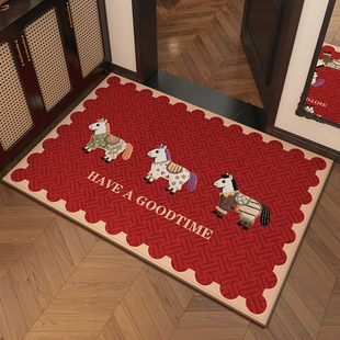 马年地垫卡通入户门垫进门新年脚垫除尘2025新款 红色玄关进户地毯