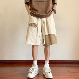 短裤 男夏季 新款 8XL vibe破洞拼接高街短裤 特大码 大码 DK1518P50