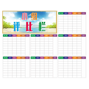 班级小组合作评比栏墙贴小学生竞争竞赛榜积分评价量化表文化布置