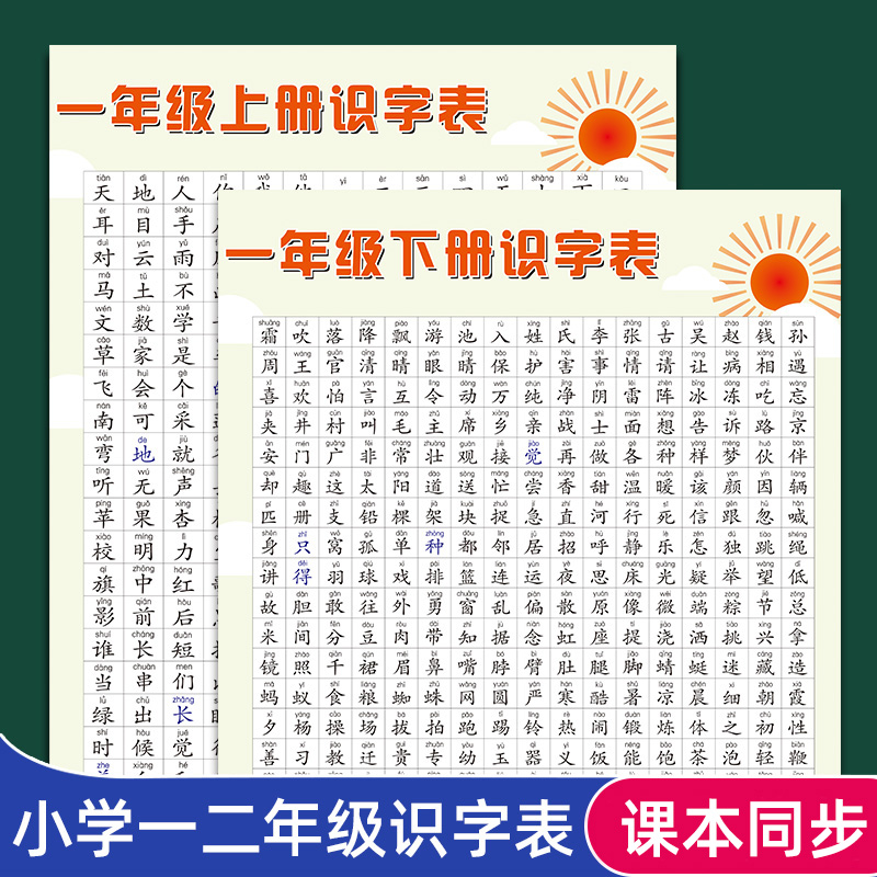 一年级语文上册识字表挂图小学生