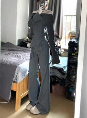 175高个子灰色美式喇叭裤女春秋显瘦直筒瑜伽运动裤180加长拖地裤