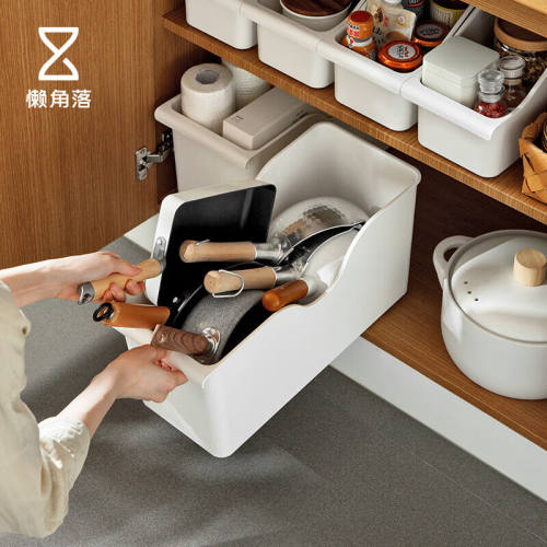 懒角落收纳盒厨房收纳盒带滑轮橱柜杂物收纳篮下水槽收纳筐加宽款