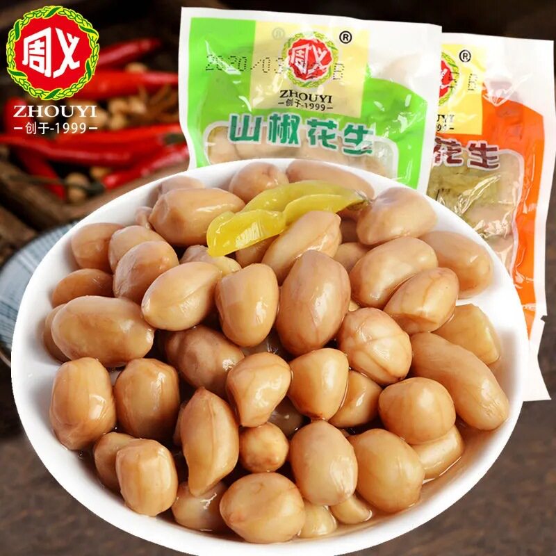 周义泡椒花生小包装卤味山椒花生米无壳下酒菜小吃休闲零食图片