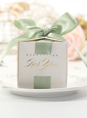 烫金绿白色紫色喜糖盒欧式复古婚礼小号糖盒简约婚礼喜糖盒子