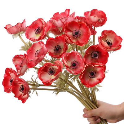 仿真花 PU草纹玫 清新摆件 家居软装花材 PU花 小茶玫罂粟花