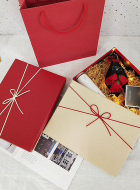 伴手礼盒红色生日化妆品围巾衣服礼物盒伴手礼盒天地盖包装盒