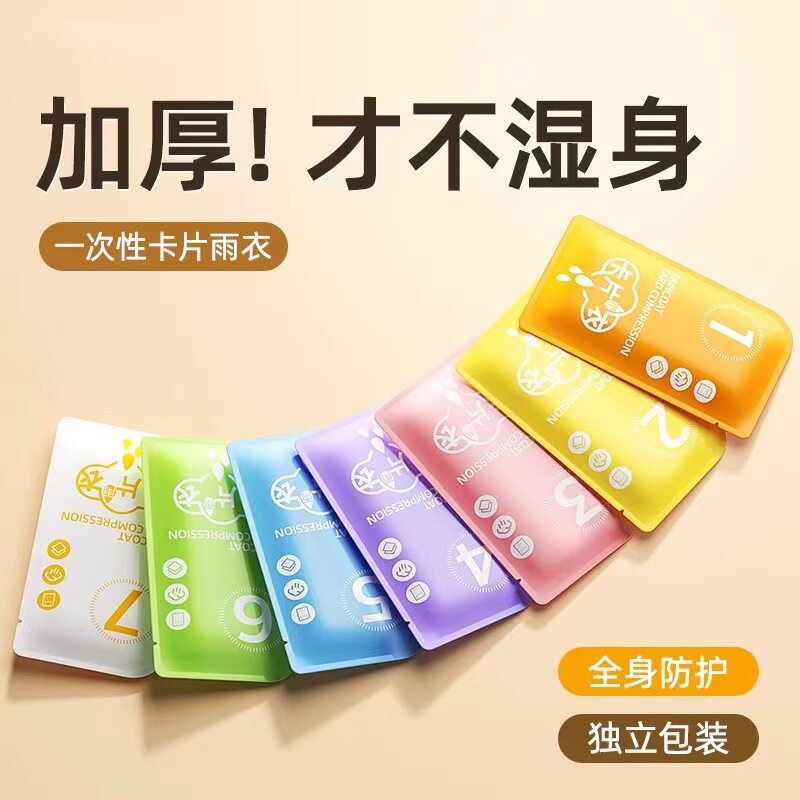 一次性卡片雨衣便捷式加厚长款户外旅游登山防暴雨成人儿童款雨披