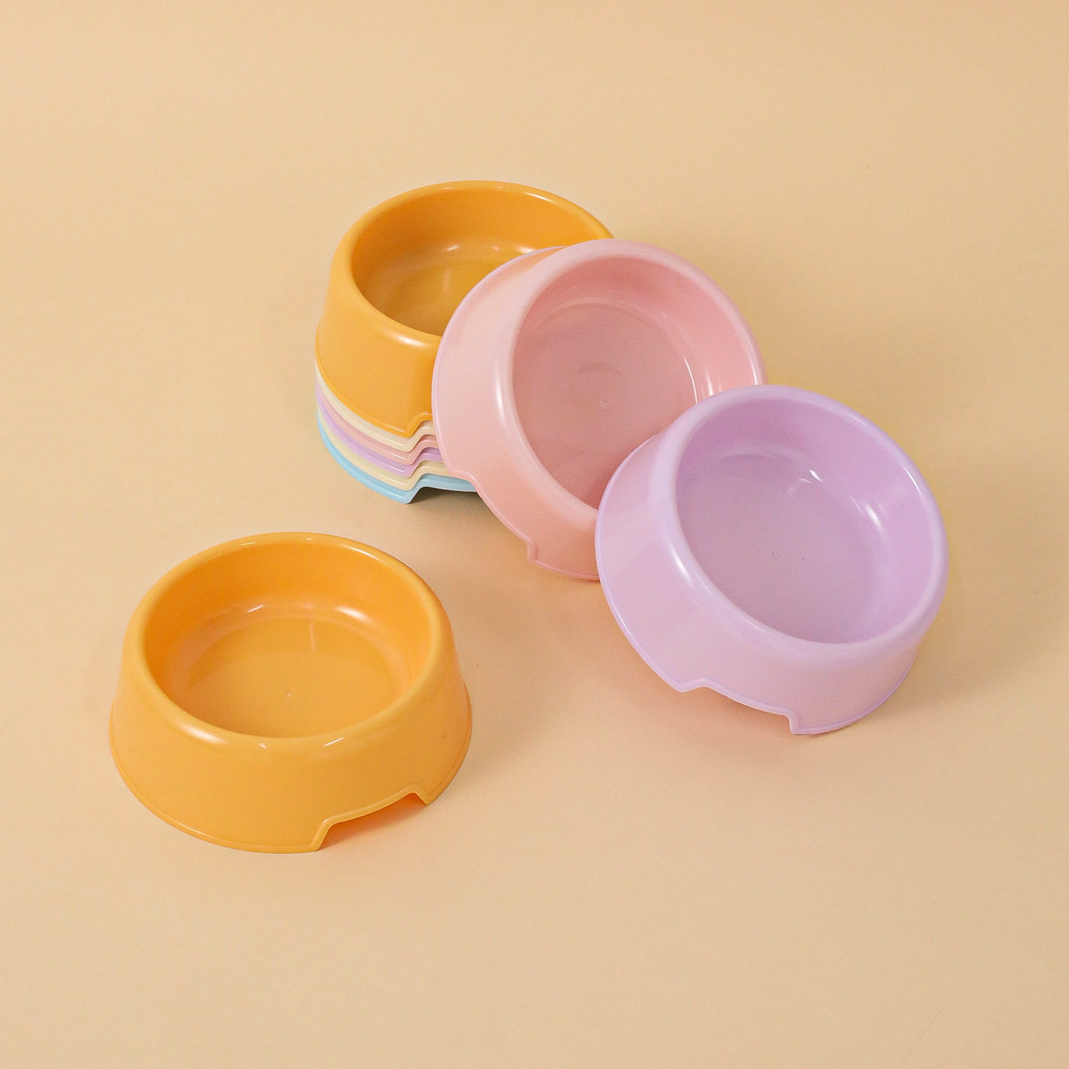 宠物食碗批发幼犬幼猫糖果色狗食碗塑料狗盆狗碗宠物狗狗单碗猫碗