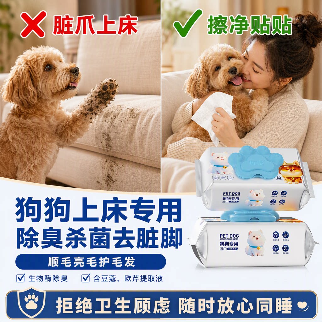 狗狗湿巾生物酶除臭杀菌去污擦脚