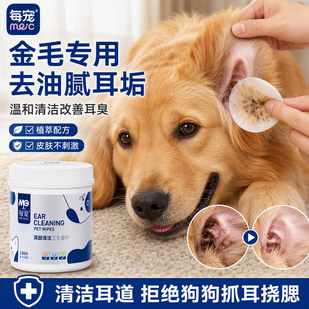狗狗耳部清洁湿巾温和去除耳垢