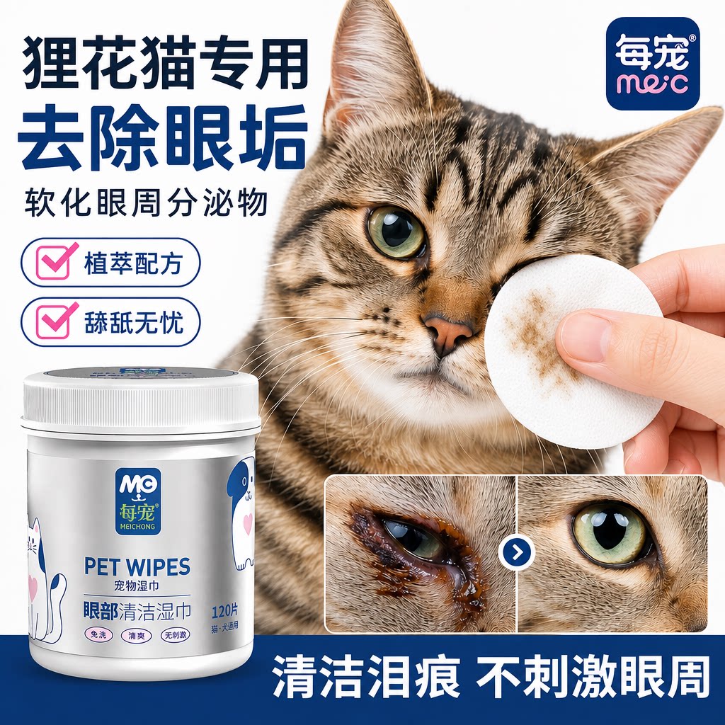猫咪眼部清洁湿巾温和去垢不刺激