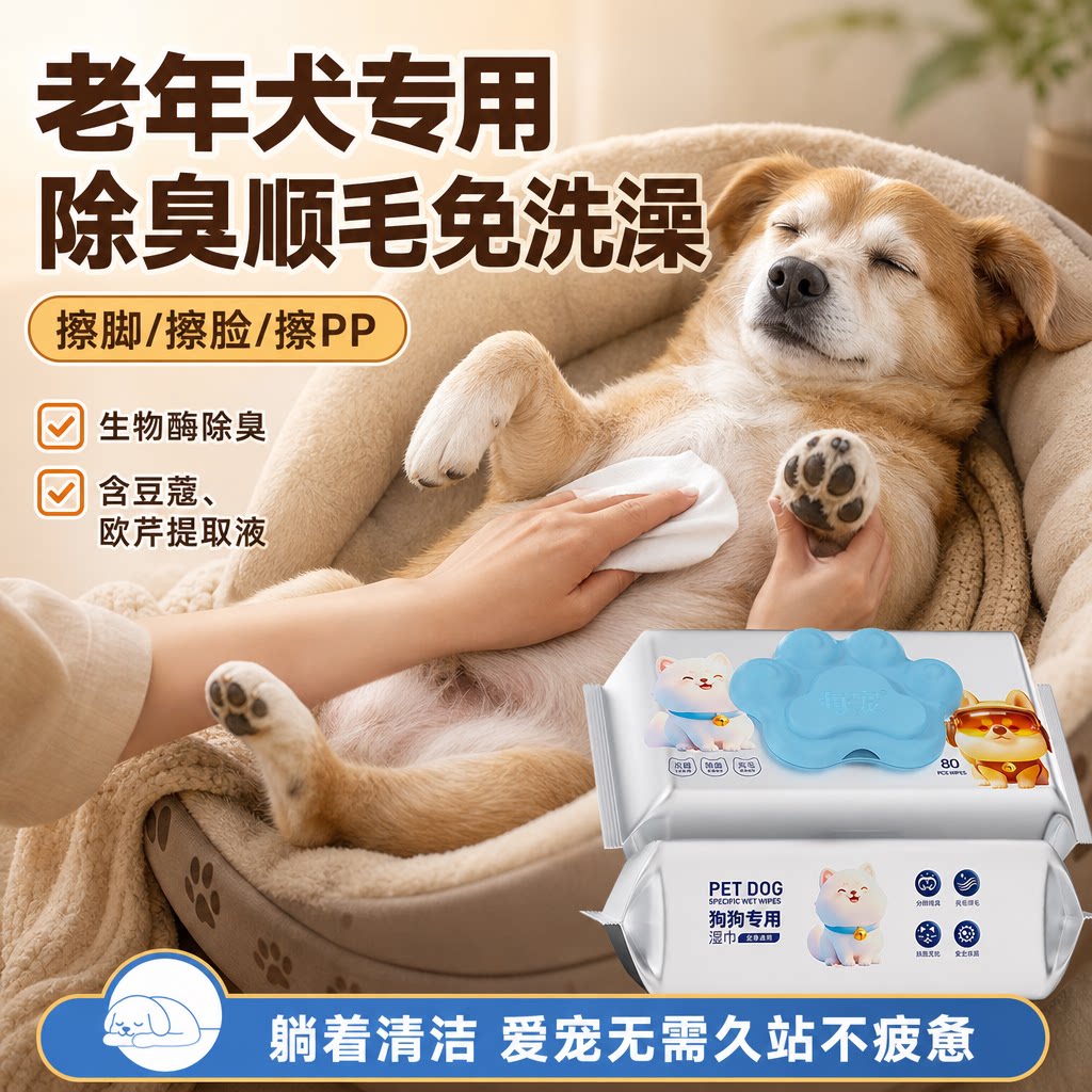 狗狗湿巾免洗澡生物酶除臭不刺激