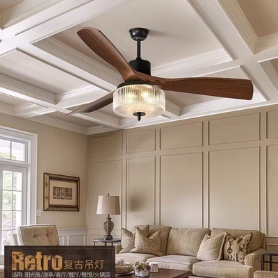 美式复古风扇灯客厅餐厅吊灯风扇
