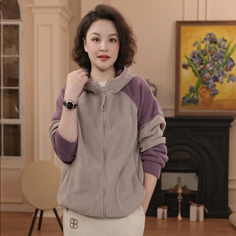 秋冬连帽卫衣保暖防风加绒外套女