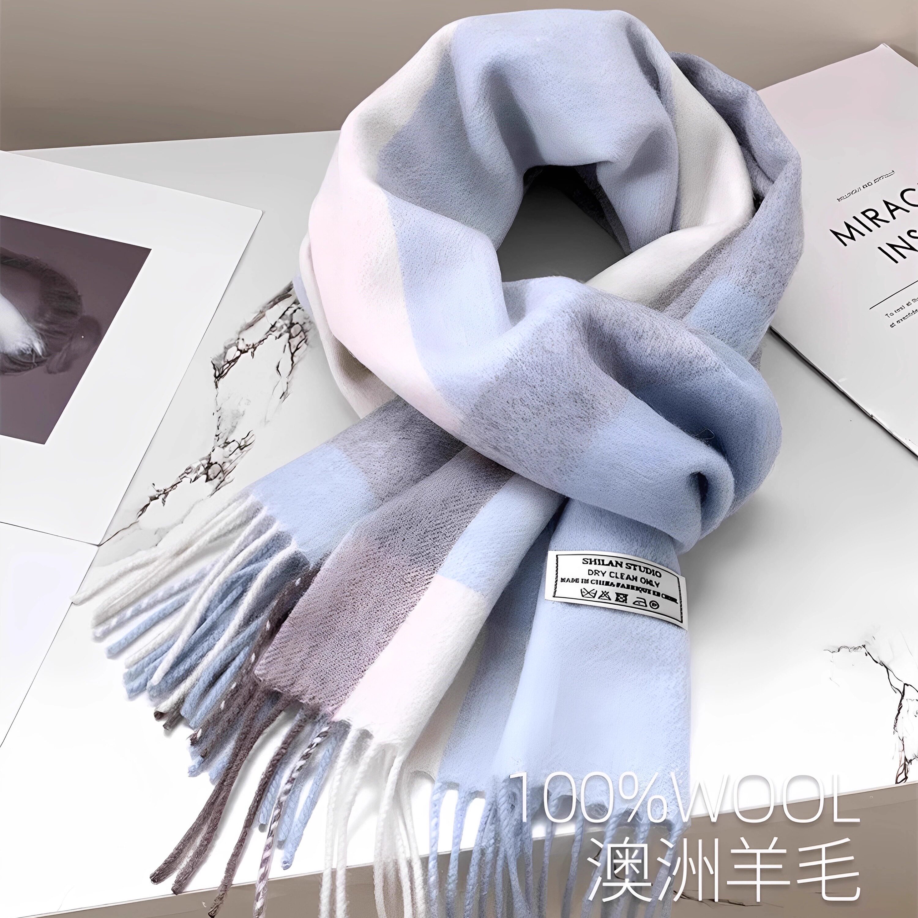 !尖货 100%澳洲wool纯羊毛围巾女冬季高级感2025新款围脖生日礼物