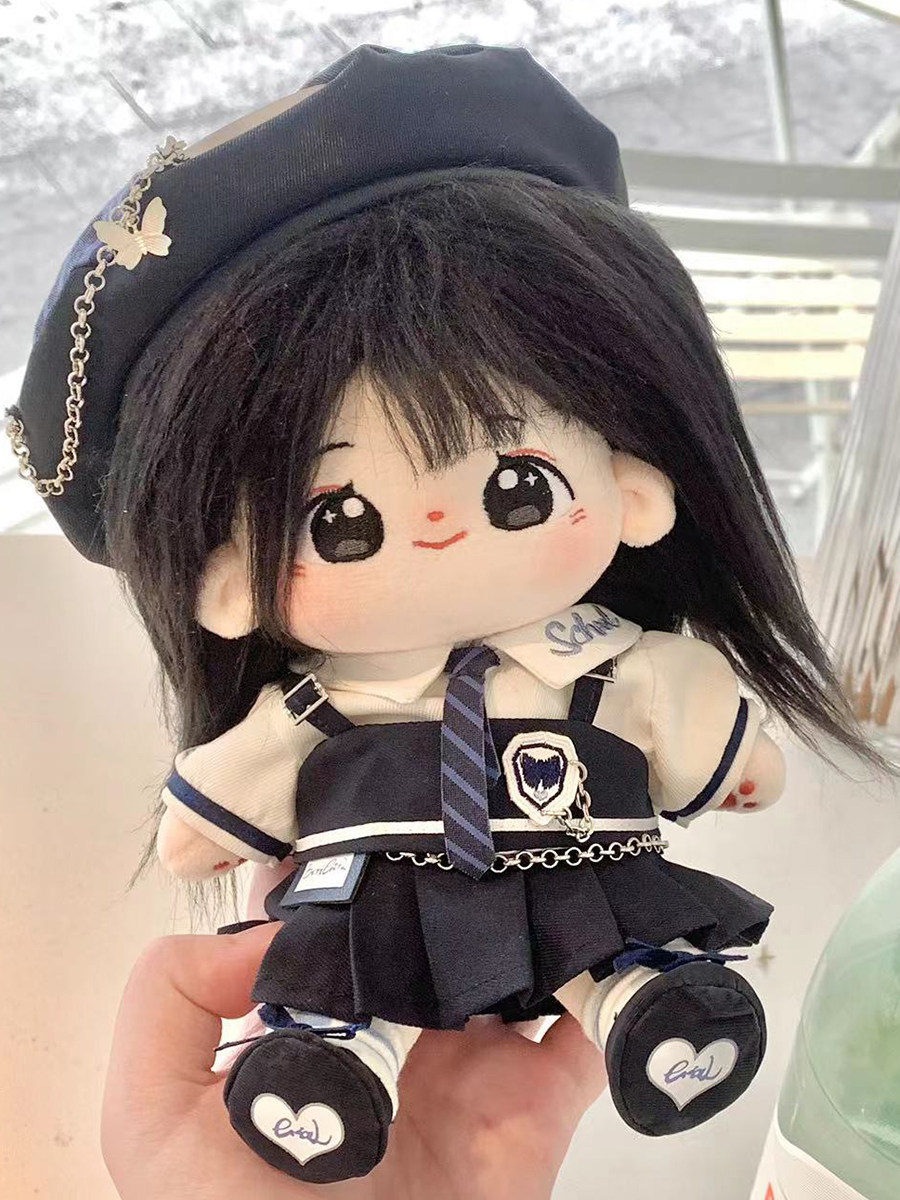 原创棉花娃娃20cm娃衣女高返校日玩偶衣服套装美式校服现货学院风