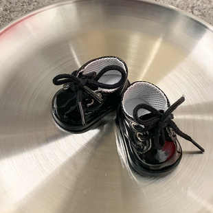 现货棉花娃娃20cm25cm鞋 可站立帅气无属性机车风 子白色黑色小皮鞋