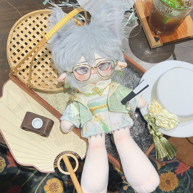 原创棉花娃娃20cm娃衣花语觅茉莉国风绿色新中式玩偶衣服无属性