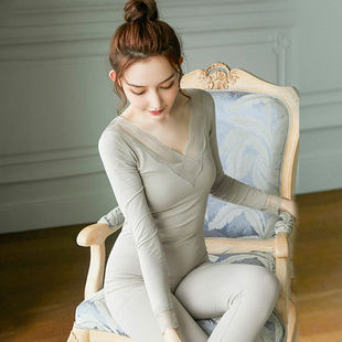 日本进口纯棉秋衣秋裤女薄款冬季保暖打底衫上衣全棉美体内衣线衣