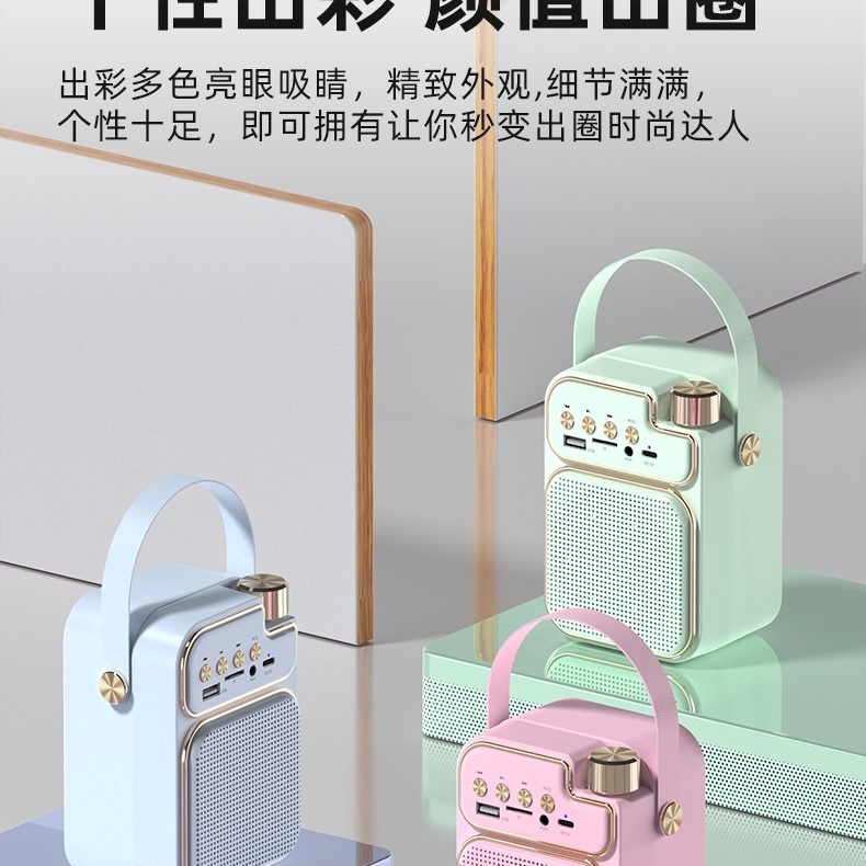 音响话筒一体麦克风迷你卡拉ok唱带功放一体机音箱小型儿童歌音响