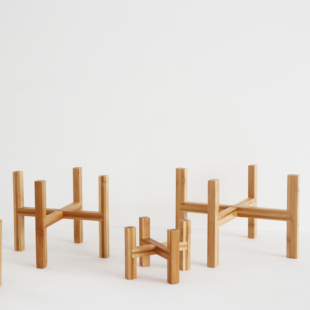 十字形竹木花架陶瓷花盆托架拼装园艺花园阳台绿植桌面落地室内外